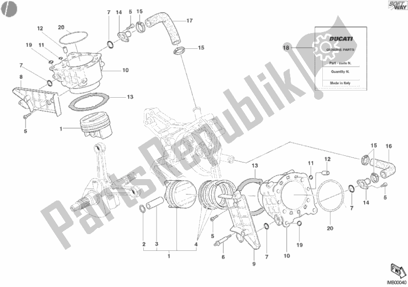 Tutte le parti per il Cilindro - Pistone del Ducati Superbike 998 R 2002